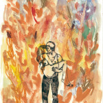Blés dorés, peinture et gravure sur papier, 30 x 40 cm, 2016 © Marie Tijou