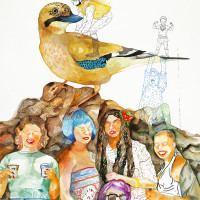 Geai des chênes, encre, feutre et stylo sur papier, 109.2 x 78.7 cm, 2015 © Marie Tijou Geai des chênes, encre et stylo sur papier, 109.2 x 78.7 cm © Marie Tijou