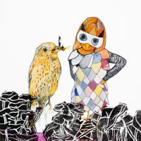 Gobe-mouche, aquarelle et monotype, 56 x 76 cm, 2015 © Marie Tijou Gobe-mouche, aquarelle et gravure, 56 x 76 cm, 2015 © Marie Tijou