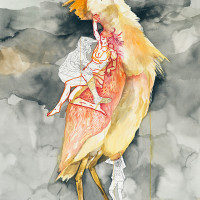 Héron garde-boeufs, aquarelle et stylo sur papier, 109.2 x 78.7 cm, 2015 © Marie Tijou Héron garde-boeufs, aquarelle et stylo sur papier, 109.2 x 78.7 cm © Marie Tijou