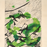 Mésanges de rivière, gravure et encre sur papier, 56 x 76 cm, 2015 © Marie Tijou Mésanges de rivière, gravure et encre sur papier, 56 x 76 cm, 2015 © Marie Tijou