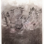 Aigles, aquatinte sur papier, 30 x 40 cm, 2017 © Marie Tijou