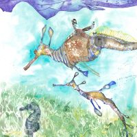 Hippocampes, aquarelle et gravure, 56 x 76 cm, 2018 © Marie Tijou Hippocampes, aquarelle et gravure, 56 x 76 cm, 2018 © Marie Tijou