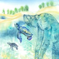 Tortues marines, aquarelle et gravure, 56 x 76 cm, 2017 © Marie Tijou Tortues marines, aquarelle et gravure, 56 x 76 cm, 2017 © Marie Tijou