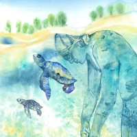 Tortues marines, aquarelle et gravure, 56 x 76 cm, 2017 © Marie Tijou Tortues marines, aquarelle et gravure, 56 x 76 cm, 2017 © Marie Tijou