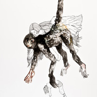 Atèle, aquarelle, encre et staedtler sur papier, 56 x 76 cm, 2015 © Marie Tijou