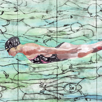 Nageuse, aquarelle et gravure, 56 x 76 cm, 2019 © Marie Tijou Nageuse, aquarelle et gravure, 56 x 76 cm, 2019 © Marie Tijou