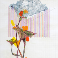 Monts, stylo, peinture et gravure, 50 x 65 cm, 2023 © Marie Tijou et Floriane Musseau