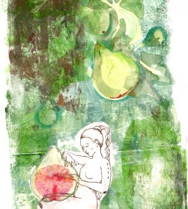 Figues, gravure et monotype sur papier, 50 x 35 cm, 2026 © Marie Tijou