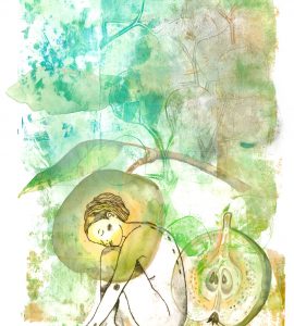 Pommes d'amour, gravure et monotype sur papier, 50 x 35 cm, 2026 © Marie Tijou