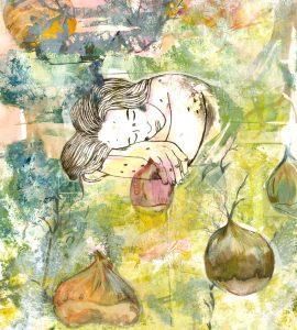 Noisette, gravure et monotype sur papier, 65 x 35 cm, 2026 © Marie Tijou