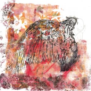 Aile du désir, monotype et gravure, 50 x 50 cm, 2025 © Marie Tijou