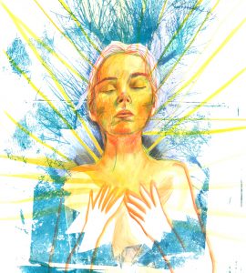 Aurore, gravure et monotype sur papier, 40 x 30 cm, 2026 © Marie Tijou