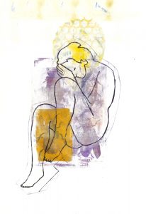 Replis sur soi, peinture et gravure, 40 x 50 cm, 2024 © Marie Tijou