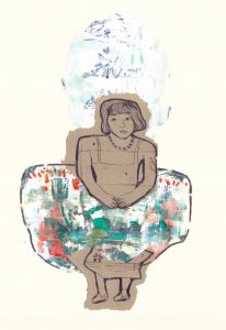 Robe couleur de jardin, collage, peinture et gravure, 40 x 50 cm, 2024 © Marie Tijou