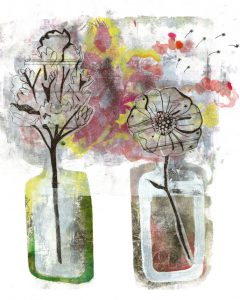 Vases, monotype et gravure, 40 x 50 cm, 2025 © Marie Tijou