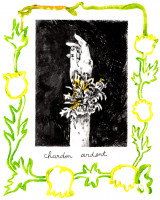 Chardon ardent, monotype et gravure, 18 x 25 cm, 2023 © Marie Tijou