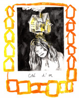 Cité d'or, monotype et gravure, 18 x 25 cm, 2023 © Marie Tijou