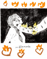 Enflammée, monotype et gravure, 18 x 25 cm, 2024 © Marie Tijou