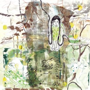 L'ogresse et la tresse, 50 x 50 cm, 2024 © Marie Tijou