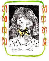 Papillon soleil, monotype et gravure, 18 x 25 cm, 2023 © Marie Tijou